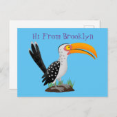 黄色いおもしろいハナシバサリの鳥の漫画 ポストカード (正面/裏面)