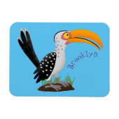 黄色いおもしろいハナシバサリの鳥の漫画 マグネット (横)