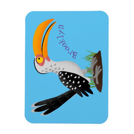 黄色いおもしろいハナシバサリの鳥の漫画 マグネット (縦)