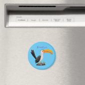 黄色いおもしろいハナシバサリの鳥の漫画 マグネット (インサイチュ (食洗機))