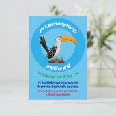 黄色いおもしろいハナシバサリの鳥の漫画 招待状 (スタンド正面)