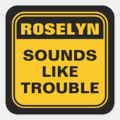 黄色いおもしろい音がトラブル注意標識のように聞こえる スクエアシール (正面)