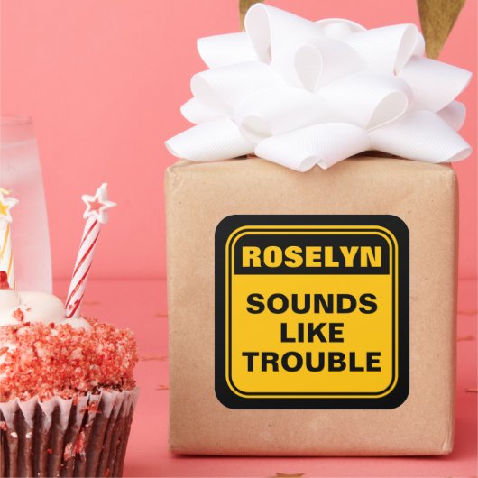 黄色いおもしろい音がトラブル注意標識のように聞こえる スクエアシール (パーティー)