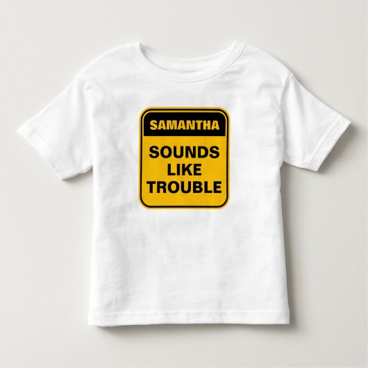 黄色いおもしろい音はトラブルが子供をパーソナライズするように聞こえる トドラーTシャツ (正面)