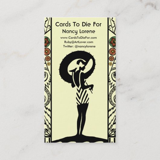 黄色いおよびオレンジの海岸Deco 名刺 (正面)