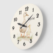 黄色いお母さんと赤ちゃんのガチョウ ラージ壁時計 (傾斜)