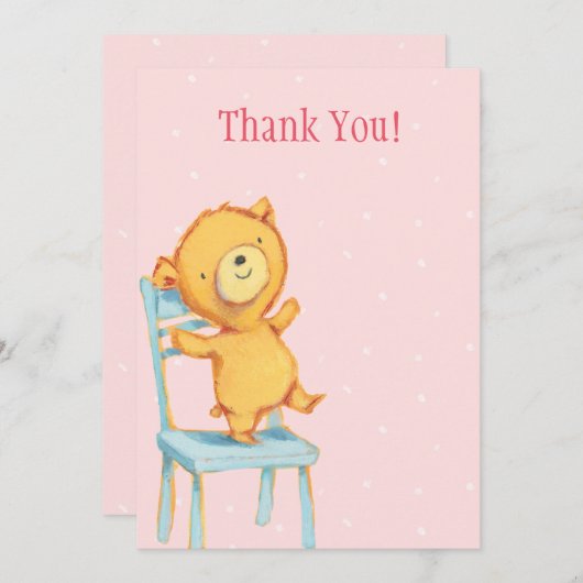 黄色いくまは感謝していしています サンキューカード (正面/裏面)