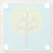 黄色いと緑の木by Chariklia Zarris ガラスコースター (裏面)