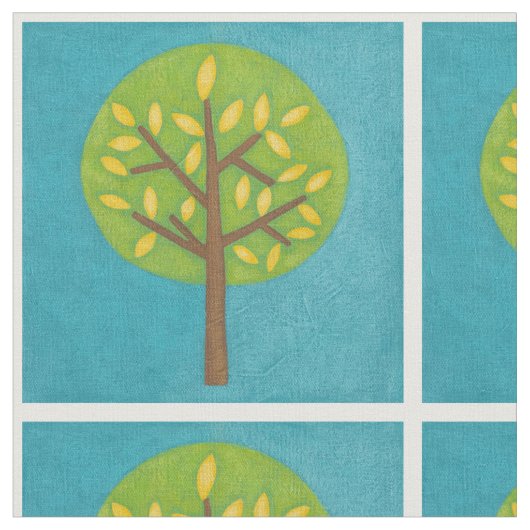 黄色いと緑の木by Chariklia Zarris ファブリック (クローズアップ)