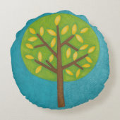 黄色いと緑の木by Chariklia Zarris ラウンドクッション (裏面)