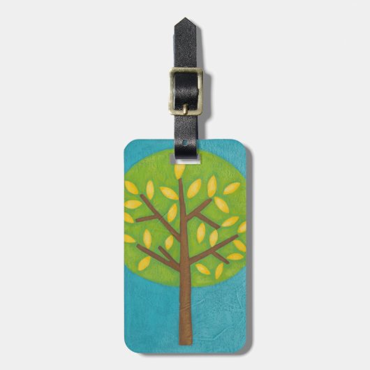 黄色いと緑の木by Chariklia Zarris ラゲッジタグ (正面縦)