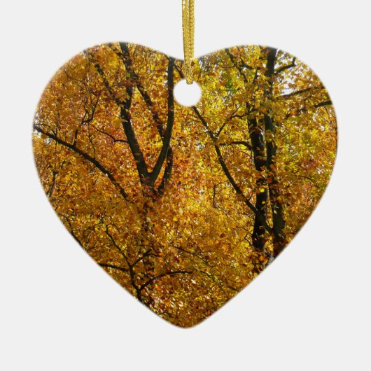 黄色いの枝が明るい秋カラフル セラミックオーナメント (正面)