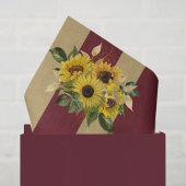黄色いひまわりとブルゴーニュと金ゴールドストライプ 薄葉紙
