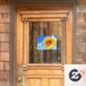 黄色いひまわりとミツバチ（青空） – 夏の日 ウィンドウサイン (ホームデコレーション)