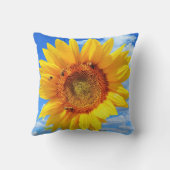 黄色いひまわりとミツバチ(青空) – 夏の日 クッション (裏面)
