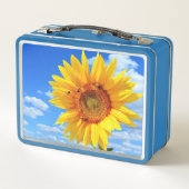 黄色いひまわりとミツバチ（青空） – 夏の日 メタルランチボックス (裏面)