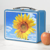 黄色いひまわりとミツバチ（青空） – 夏の日 メタルランチボックス (インサイチュ)