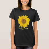 黄色いひまわりと名前をカスタムする(濃いTシャツ) Tシャツ (正面)