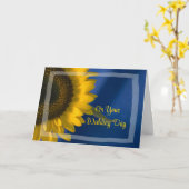 黄色いひまわりと青い空の融合～家族のウェディング カード (黄色い花)