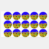 黄色いひまわりのステッカー ラベル (シート)