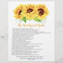 黄色いひまわりのブライダルシャワーのゲーム チラシ