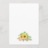 黄色いひまわりのブライダルシャワービンゴゲームカード エンクロージャーカード (裏面)