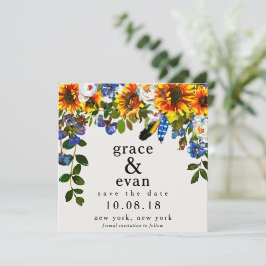 黄色いひまわりの夏の秋秋の節約 招待状 (スタンド正面)
