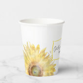 黄色いひまわりの水彩ウェディング 紙コップ (右)