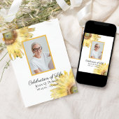 黄色いひまわりの水彩画 お別れの会 招待状