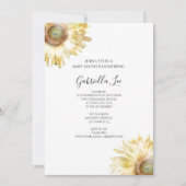 黄色いひまわりの水彩 ベビーシャワー 招待状 (正面)