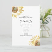 黄色いひまわりの水彩 ベビーシャワー 招待状 (スタンド正面)