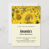 黄色いひまわりの花畑の誕生日 招待状 (正面)