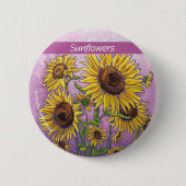 黄色いひまわりの芸術 缶バッジ (正面)