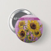 黄色いひまわりの芸術 缶バッジ (正面&裏面)