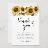 黄色いひまわりの誕生日パーティー サンキューカード (正面)