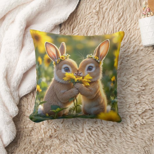 黄色いひまわりの香りがするバンニー クッション (ブランケット)