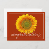 黄色いひまわり オレンジ色の背景 おめでとう ポストカード (正面/裏面)