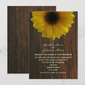 黄色いひまわり & バーンワッドの秋の結婚式 招待状 (正面/裏面)