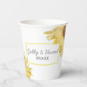 黄色いひまわり 水彩 結婚式 紙コップ (正面)