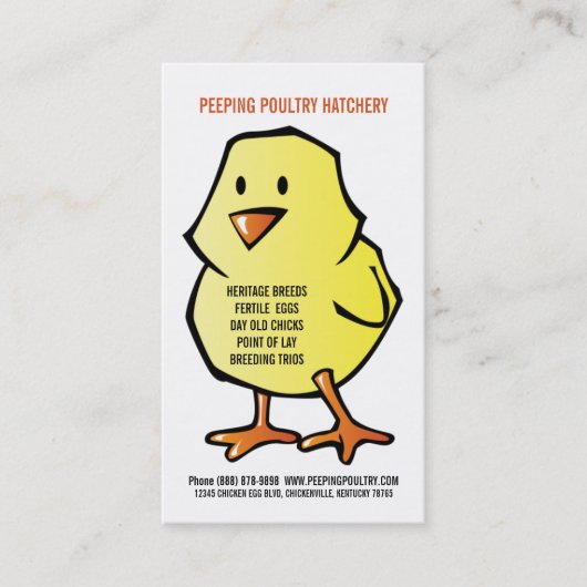 黄色いひよこの鶏のふ化場 名刺 (正面)