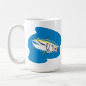 黄色いひれのマグロのレトロ コーヒーマグカップ (左)
