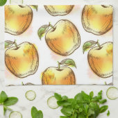 黄色いりんごが付いているパターン キッチンタオル (折り畳み)