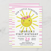 『黄色いわたしたちのリトルサンシャインファーストバースデーパーティー』 招待状 (正面/裏面)