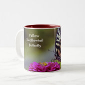 黄色いアゲハチョウ、蝶 ツートーンマグカップ (正面左)