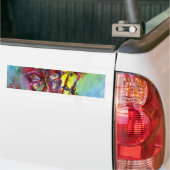 黄色いアザミに赤い蝶、青空のフローラ バンパーステッカー (トラック上)