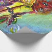 黄色いアザミに赤い蝶、青空のフローラ ラッピングペーパー (角)