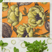 黄色いアネモネ園のレンチ キッチンタオル (折り畳み)