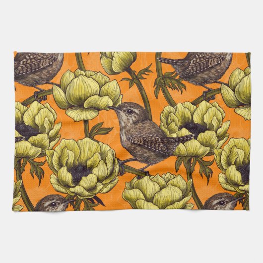 黄色いアネモネ園のレンチ キッチンタオル (横)