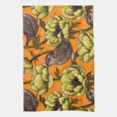 黄色いアネモネ園のレンチ キッチンタオル (縦)