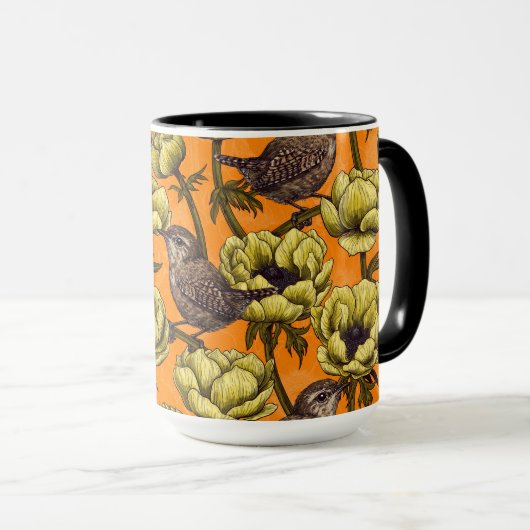 黄色いアネモネ園のレンチ マグカップ (正面右)